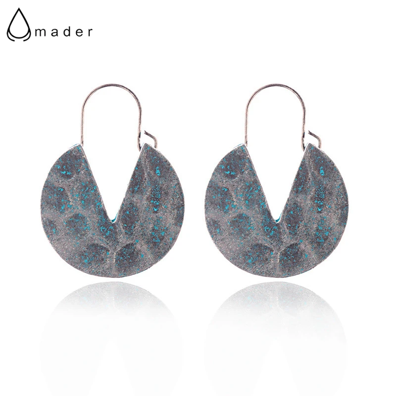 

Amader Antique Silver Color Hand Made Round Drop Earrings Jewelry For Women V Shape Vintage Earrings Oorbellen HEA075