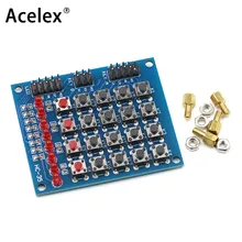 4X4 Матрица клавиатуры для Arduino массив модуль 16 кнопочные кнопки тастатура переключатель клавиатуры панель 4*4 тастен 8 светодиодов аксессуары DIY Kit