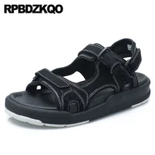 Черный размер 45 открытый носок Известный бренд ремень 46 кроссовки на платформе открытом воздухе Мужские сандалии кожаное лето воды плюс обувь спорт