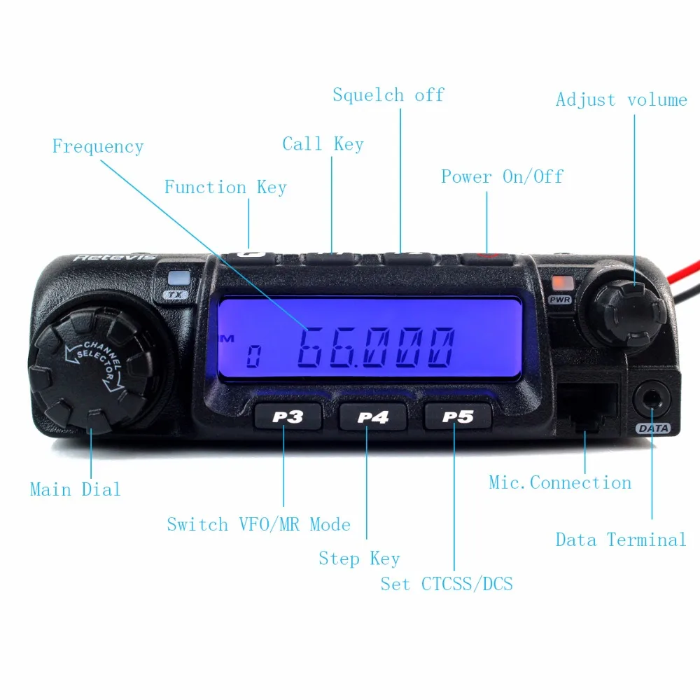Retevis RT-9000D Mobile Car Radio Transceiver VHF 66-88MHz (or UHF) 60W 200CH Scrambler Walkie Talkie+Speaker MIC+Program Cable