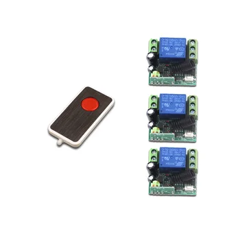 

New Style Mini DC12V Relay 1CH Wireless Remote Control Switch Transmitter +3 Receiver for Smart Home ON/OFF Free Shipping