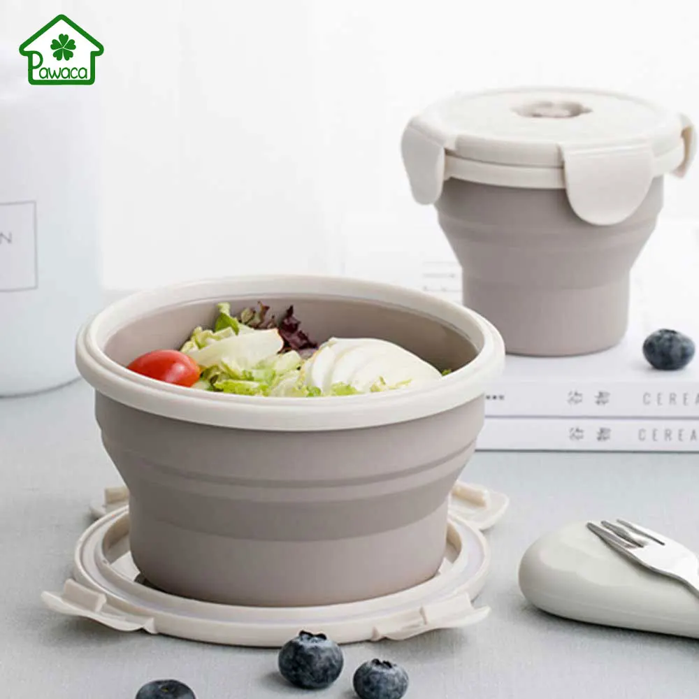 Foldable Lunch Box Round Collapsible Stackable Food Storage Containers