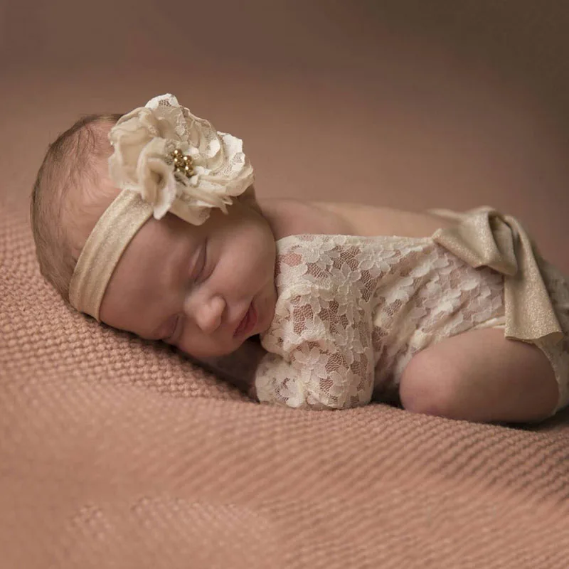Белый наряд для фотосъемки новорожденных; кружевной комбинезон для маленьких девочек с бантом; Детский комбинезон; одежда для маленьких девочек для новорожденных