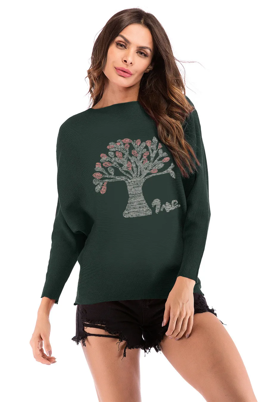 Gladiolus 2018 Autumn Winter Sweater Women Long Sleeve Rhinestone Pattern Slim Knitted Christmas Sweater Women Jumpers Pullover (49)