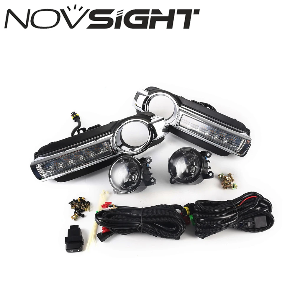 

NOVSIGHT Auto Car Daytime Running Lights Fog Lamp White LED DRL Yellow Turn Signal Fit For Mitsubishi Pajero 2015 2016 2017 D20