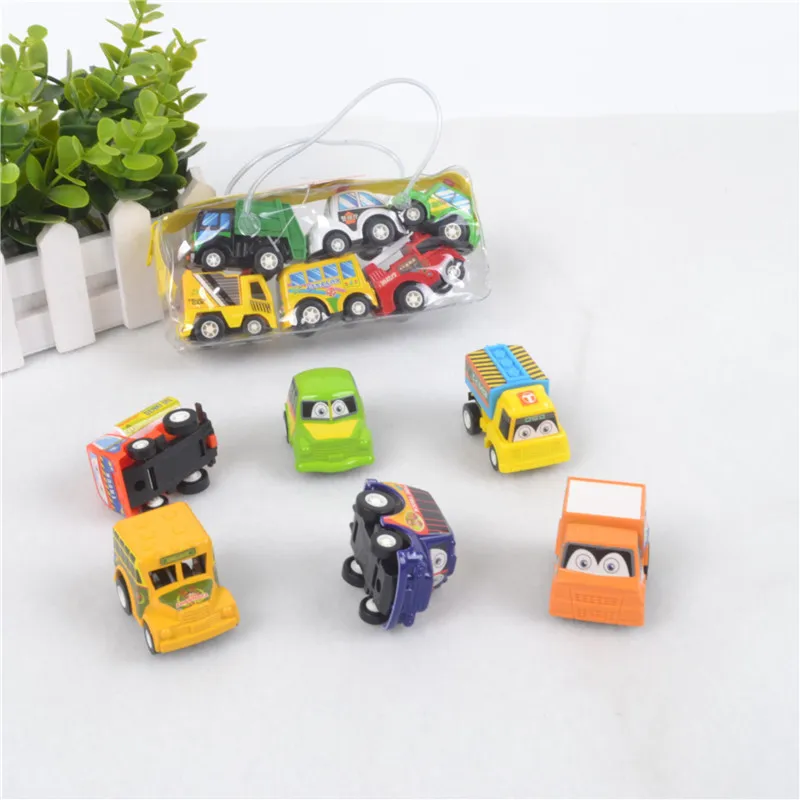 6pcs/set Toys Car Models Classic Boy Girl Truck Vehicle Kids Child Toy Mini Small Pull Back Car Toys For Toddler Children Gift