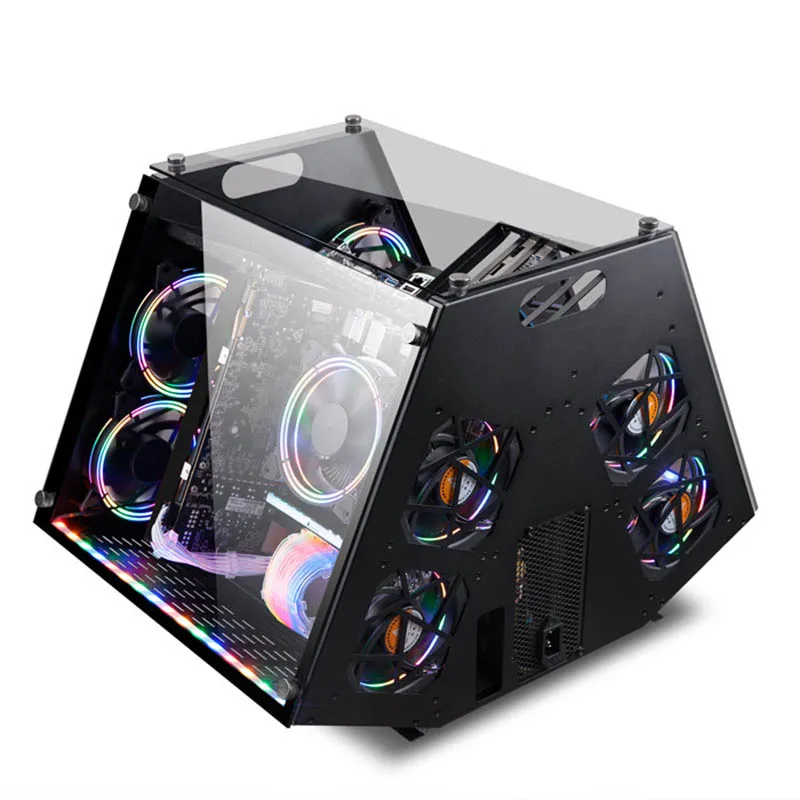

DIY steel computer case matx transparent glass Desktop Chassis Box Micro ATX Hands-on assembly for gamer PC Parts