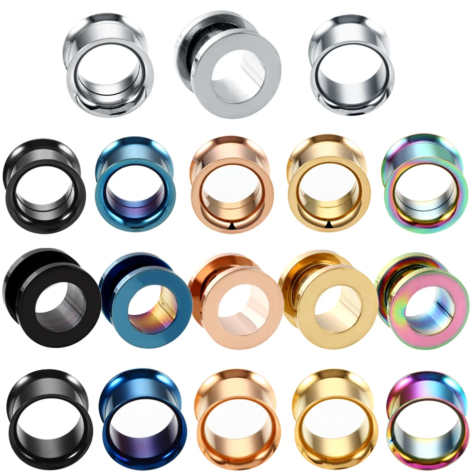 

2pcs/lot Steel Ear Plugs and Tunnels Piercings Rose Gold Screwed Earring Expander Earlet Gauges Body Piercings Jewelry 2mm-20mm