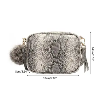 

2019 New Women Fashion Small Handbag Snake Skin Designer Lady Multifunction Messenger Crossbody Shoulder Bag Tote With Hairball