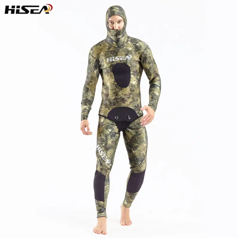 

Hisea Men 7MM Neoprene Diving Suit Inside Smooth Skin Two-piece Split Camouflage Wetsuits for Underwater Fishing Hunting Wetsuit