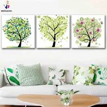 DIY цветные картины по номерам с цветами картина Древо эволюции Рисунок Живопись по номерам Обрамленный домашний декор из трех частей