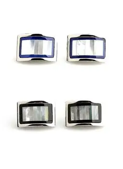 

5pairs/lot Rectangle Arch Shape Cufflinks Enamel Sea Shell Cufflinks Vintage Business Style Men's Jewelry Wholesale