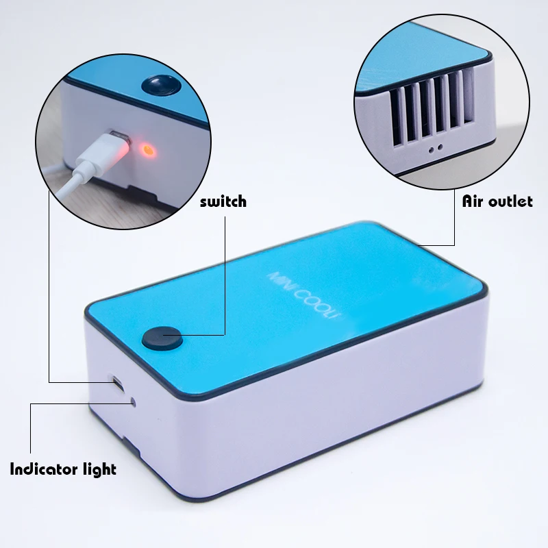 Портативный мини Кондиционер USB вентилятор перезаряжаемый Leafless кулер вентиляторы настольный охлаждающий кондиционер