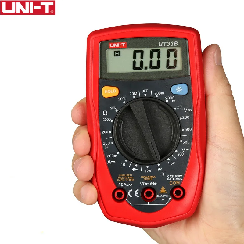 

UNI-T UT33B Digital Multimeters Current AC DC Voltage Resistance Diode Battety Test LCD Backlight Full Measure Palm Size Meters