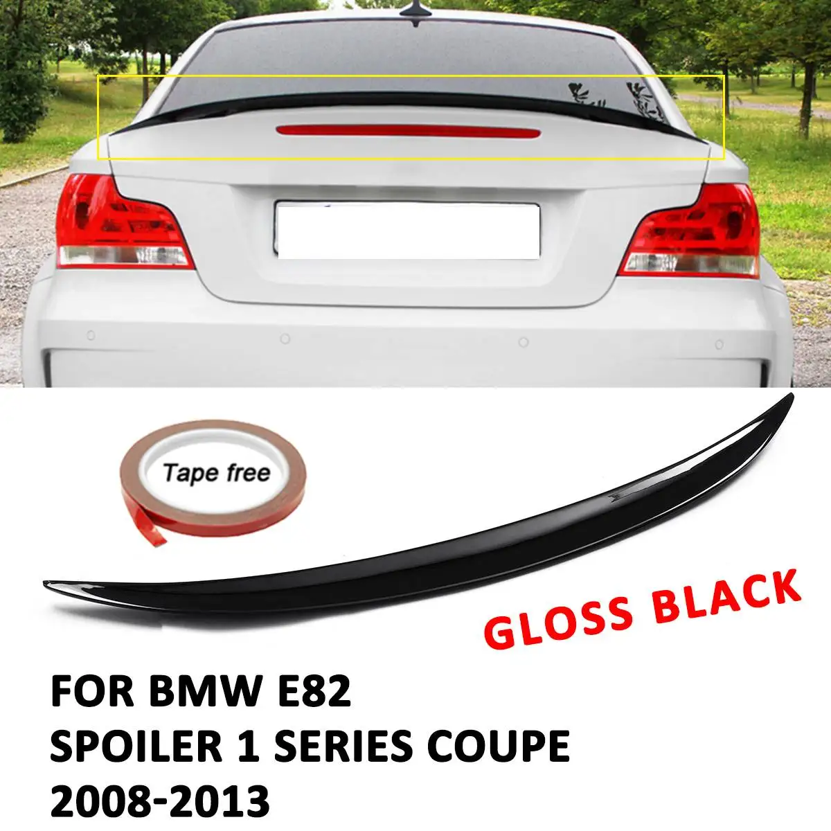 

Rear Trunk ABS Boot Lip Lid Spoiler Gloss Black Exterior Rear Roof Wings Trunk Lip Fit For BMW E82 2008-2013 1 Series Coupe