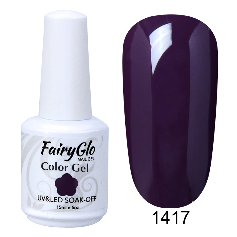 FairyGlo 15 мл чистый цвет УФ-Гель-лак замачиваемый Гель-лак для ногтей Vernis Полупостоянный художественный Гель-лак для ногтей маникюрный лак - Цвет: 1417