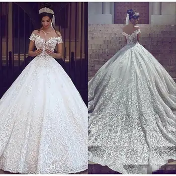 

Luxury Elegant Ball Gown Wedding Dresses 2020 vestido de noiva Off The Shoulder Wedding Gowns Custom Made Bride Dress