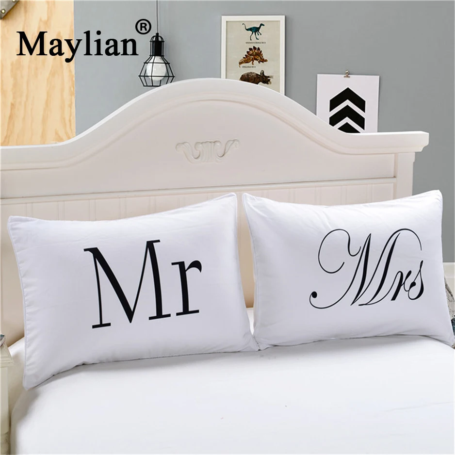 Mr and Mrs Pillow Cases Couple Pillowcases His and Hers Personalized