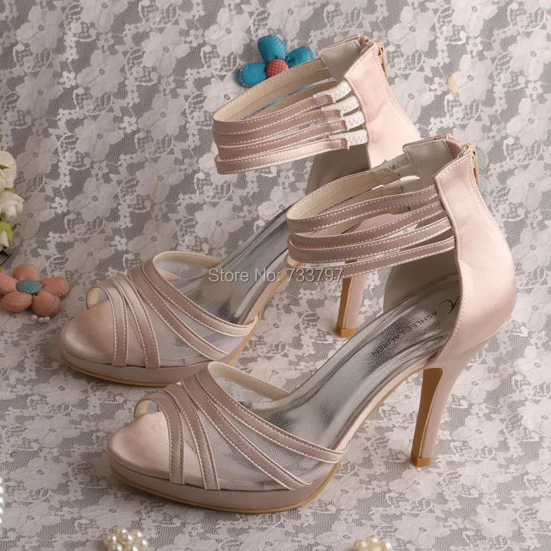

Wedopus Customized Nude Satin Evening Party Shoes Sandals for Womens Drop Shipping