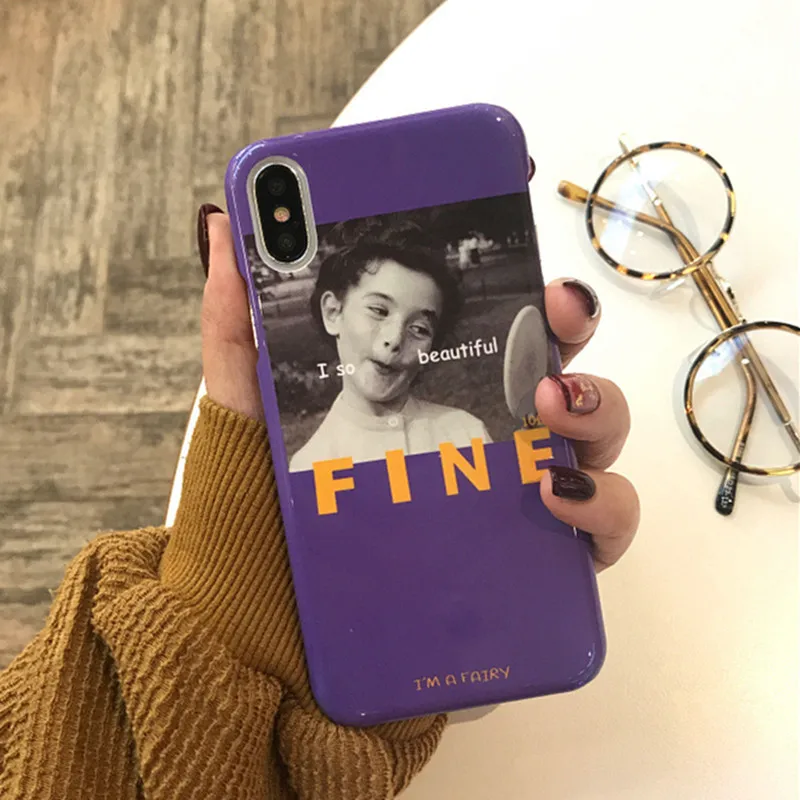 Модные милые чехлы для телефонов с изображением девушки iphone X 8 puls фиолетовая