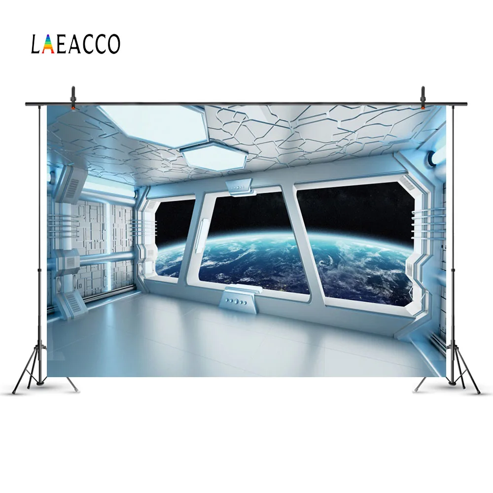Laeacco Фэнтези космический корабль интерьер планета сцена фотографии фоны индивидуальные фотографические фоны для фотостудии