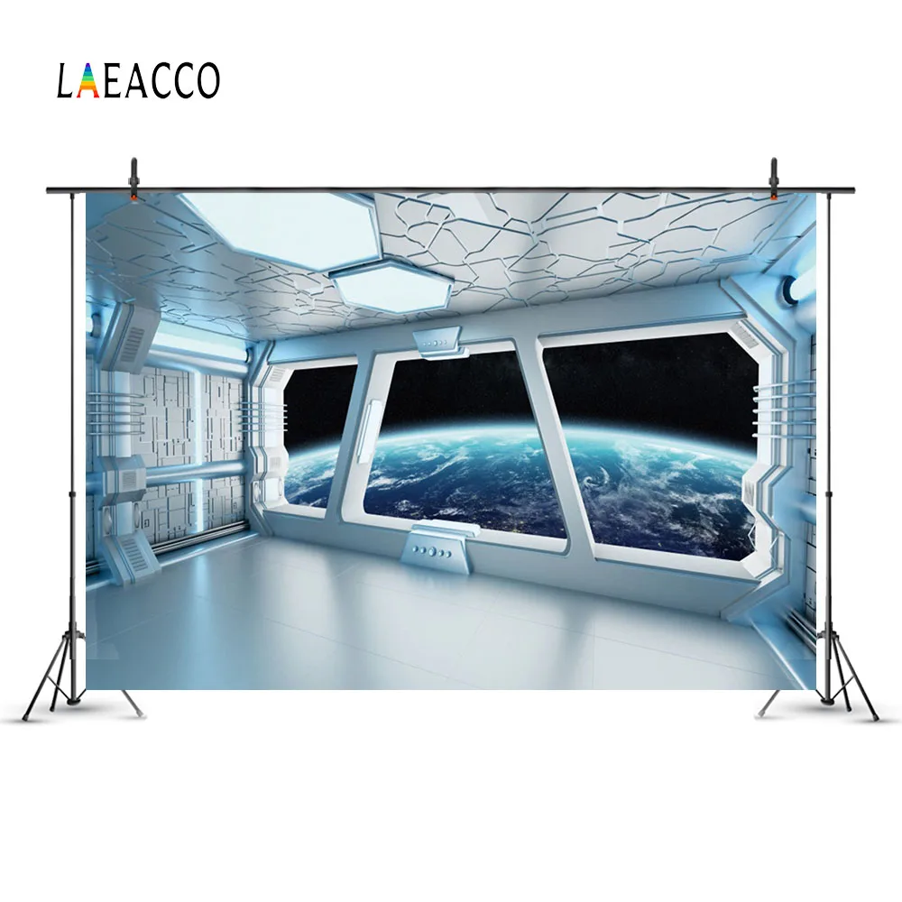 Laeacco Fantasy Spaceship Interior Planet Scene Photography Backgrounds Customized Photographic Backdrops For Photo Studio