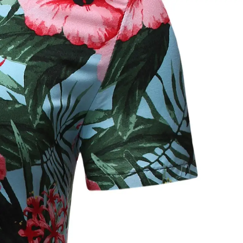 Цветочная гавайская рубашка, Мужская одежда, блузка для мужчин, приталенная Мужская рубашка с цветочным принтом, короткий рукав, лето