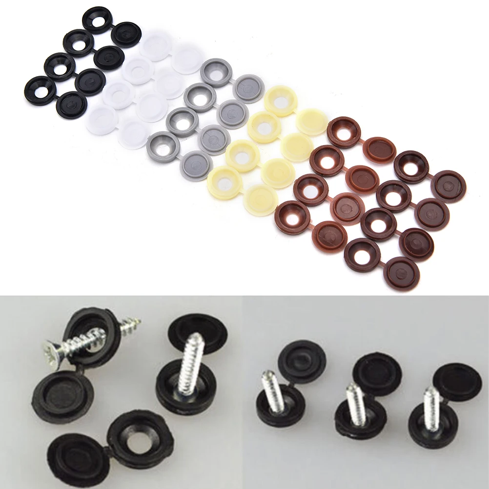 Colorful Hinged Plastic Screw Cover Fold Snap Cap Button Nuts Bolts Protect Furn