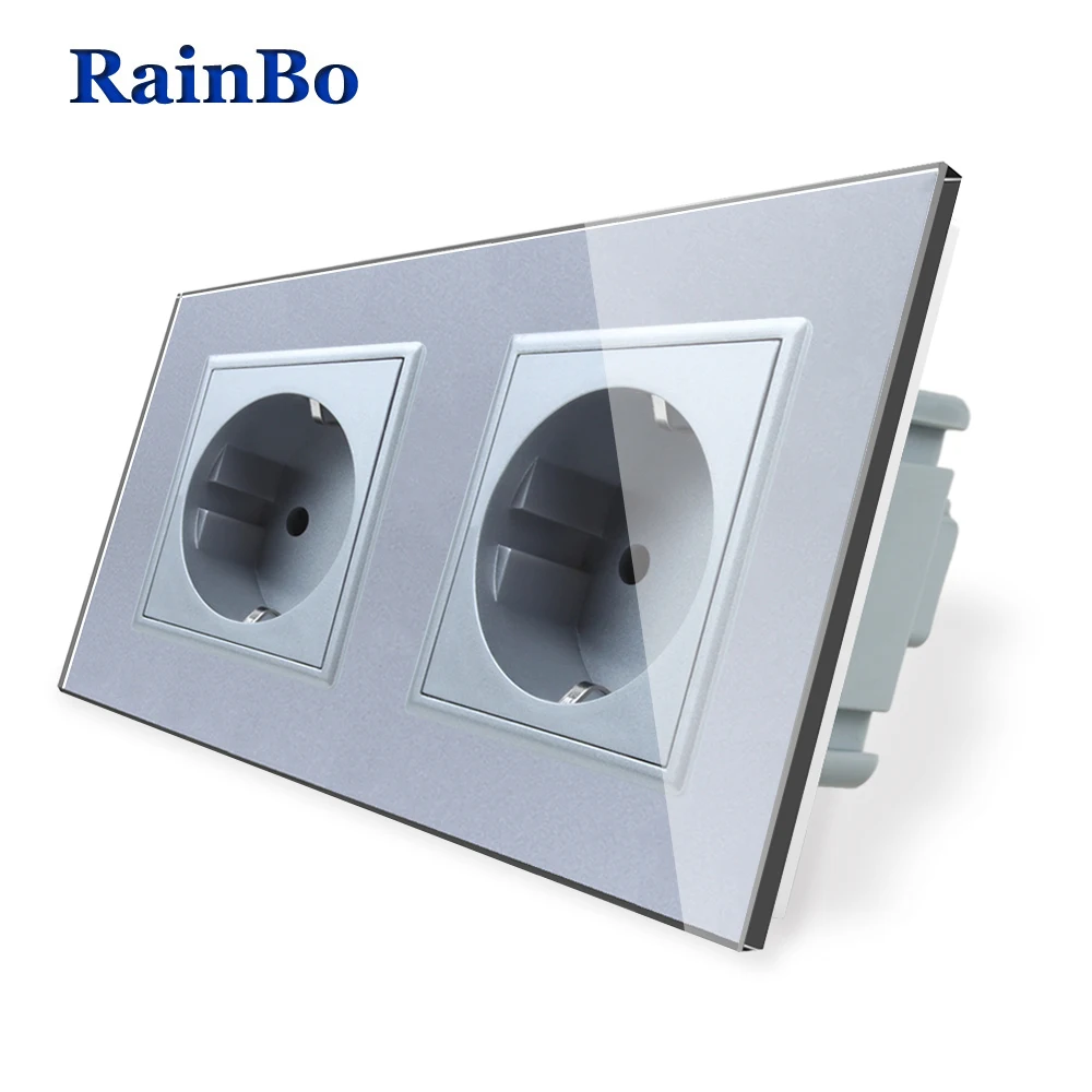  RainBo EU Power-Wall Socket-Standard Power-Socket Glass-Panel AC Wall-Power smart-outlet A28E8EW/B - 32355700041