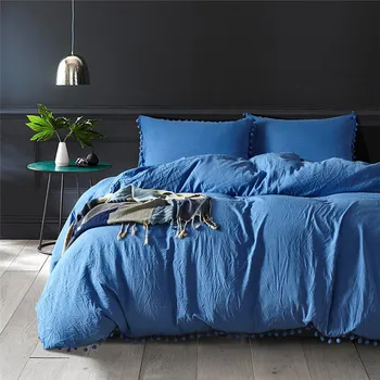 

Solid Bedding Tassel Princess Bedding Sets Luxury Fringed Duvet Cover Modern Quilts Sheet Set Bedspread Bedclothes Bed Sets