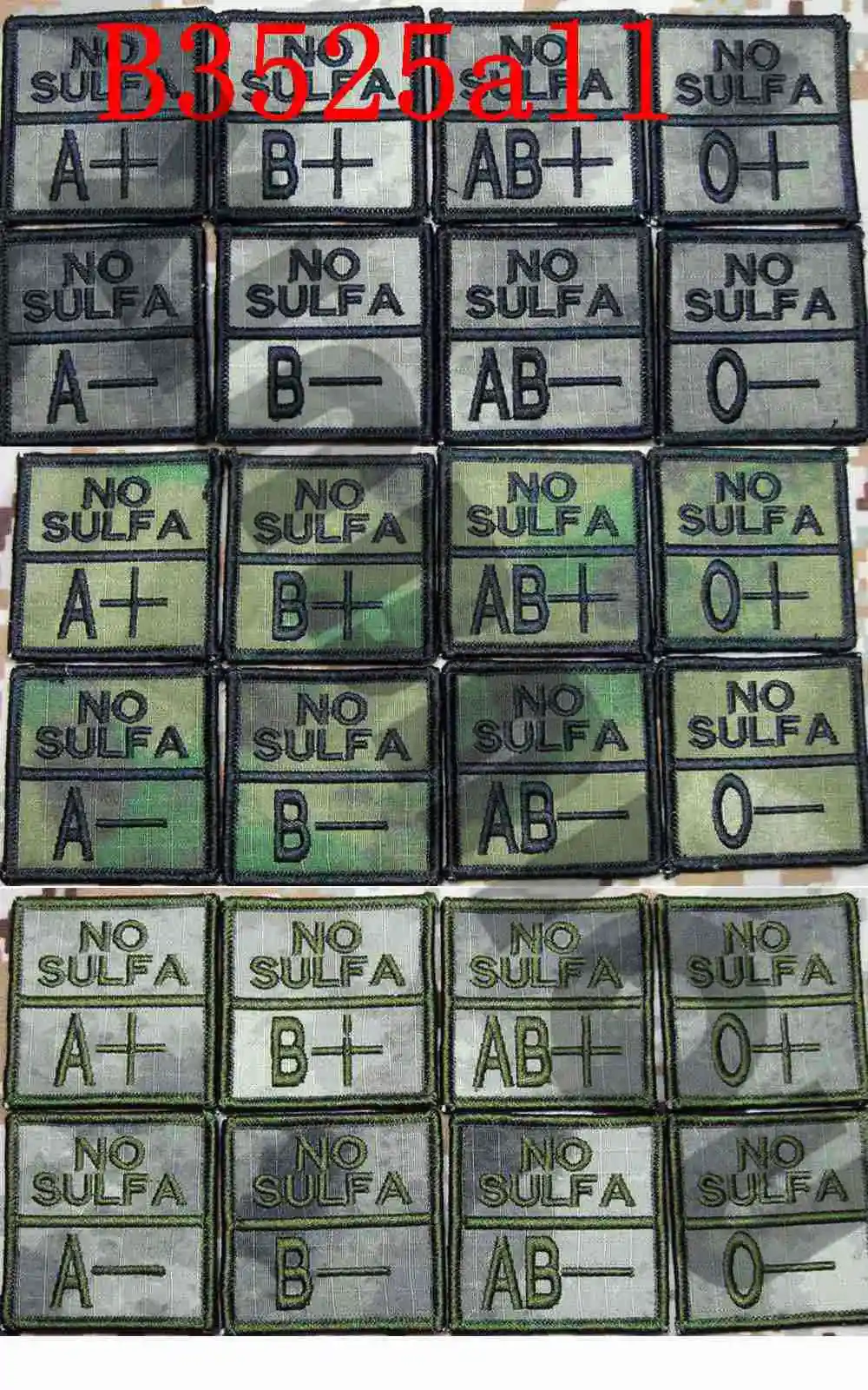 Вышивка патч A-TACS FG AU черная буква типа крови + POS-NEG NOSULFA военный тактический 5 см