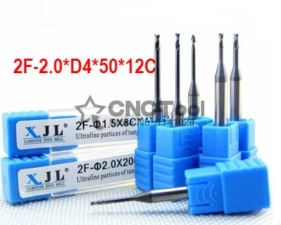 

HRC60 2F-2.0*4*50*12C Micro milling cutter Spiral Bit Milling Tools Carbide CNC flat End mill Milling cutter,lathe tool,frezer