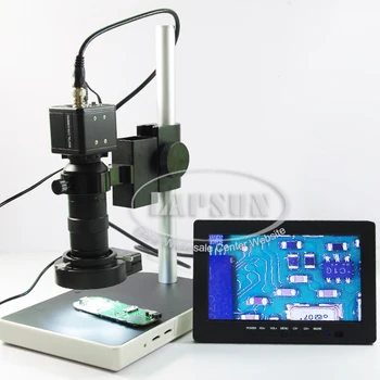 

8X - 120X Industrial Industry Microscope Video Camera Set BNC AV Output + C-mount Lens + LED Ring Light + 7 Inch LCD Monitor
