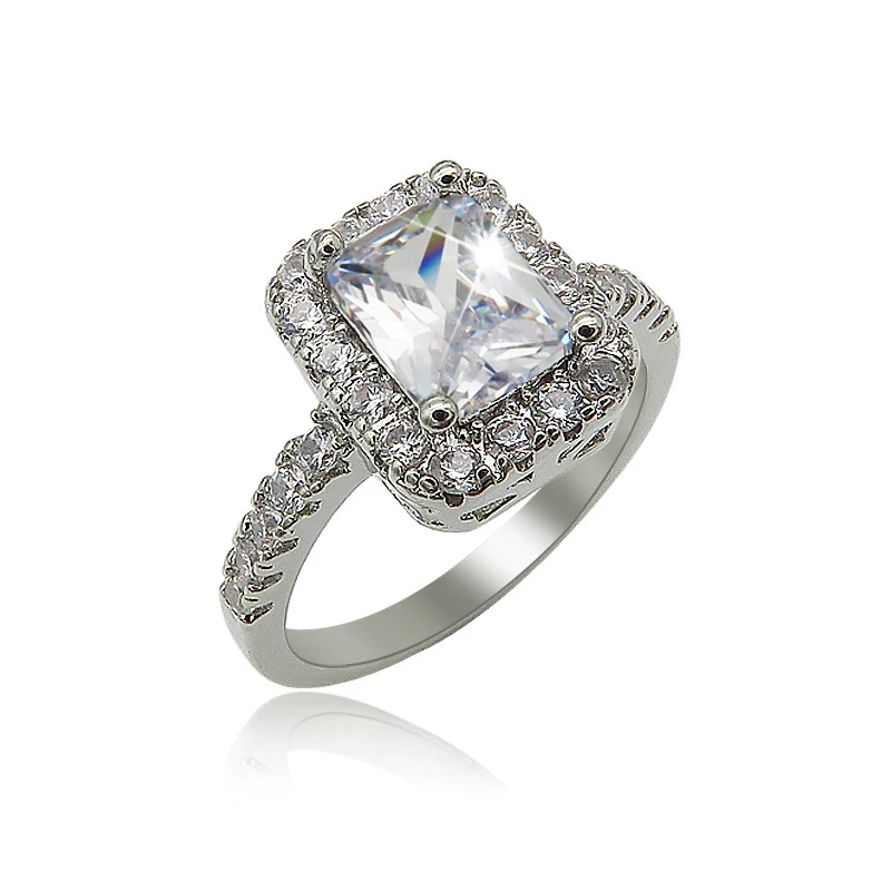 

2018 Fashion Adies Ring Silver Natural Crystal Zircon Bride Wedding Zircon Bijoux Femme Anillos Rings for Women Jewelry
