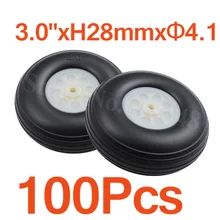 100 шт./лот 3," /76 мм RC самолет запасные части хвостовые колеса толщина резины: 28 мм ось отверстие: 4,1 мм