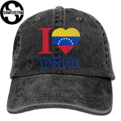 SAMCUSTOM я люблю Венесуэла 3D творческая личность из стираного денима Шапки осень лето Для мужчин Для женщин Гольф для загара Хоккей шапки