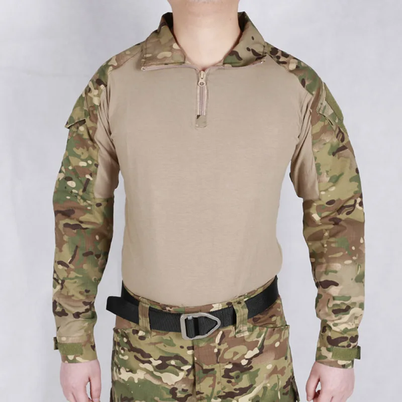 Тактическая камуфляжная военная форма, костюм для мужчин, американская армия, комплексный Камуфляж для страйкбола, боевая рубашка+ брюки-карго, наколенники Налокотники