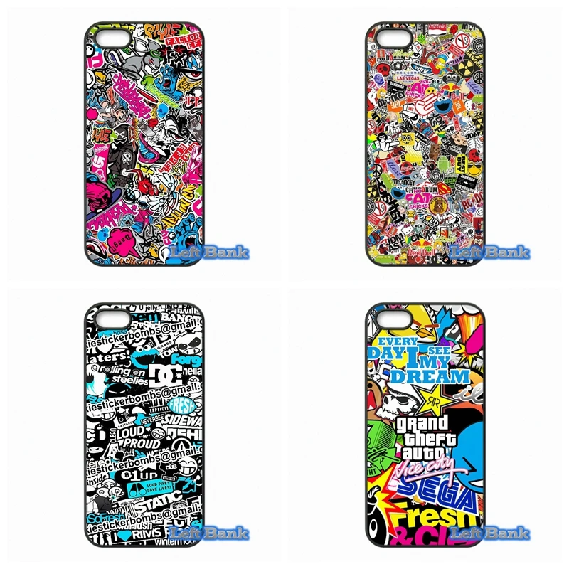 JDM Car Graffiti Sticker Bomb Phone Cases Cover For Apple iPhone 4 4S 5