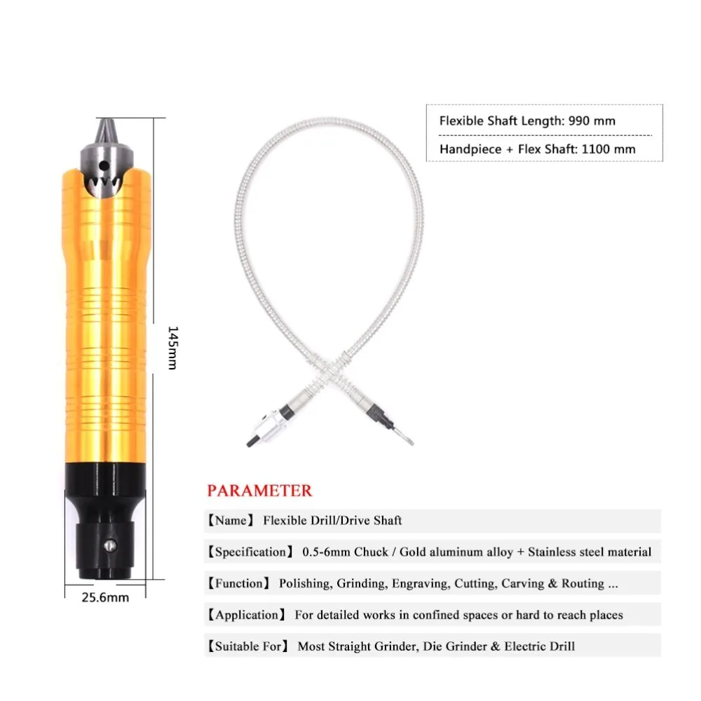 GOXAWEE 0,5-6 мм гибкий вал наконечника Расширенная рукоятка стержня электроинструменты для мини-дрели электрическая шлифовальная машина роторный инструмент аксессуар
