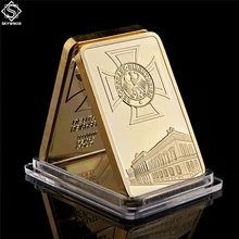 German Eagle Bar Beleza Dourada 1 Onça Deutsche Cruz de Ferro Bar Coi 1 OZ Alemanha 999 Banhado A Ouro Lembrança