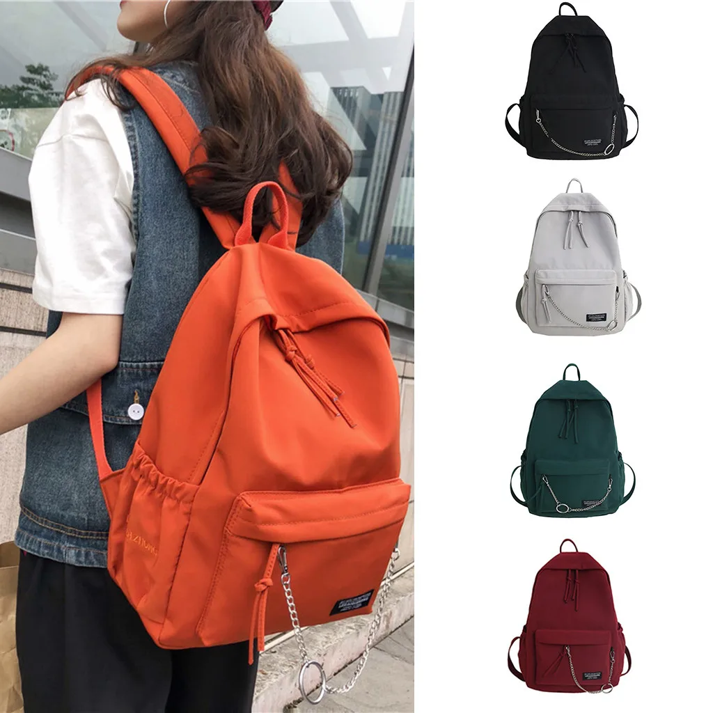 

bagpack women college canvas Simple Fashion Waterproof Backpack Solid Color Backpack cute small backpacks for girls#G2