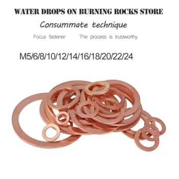 

Free shipping M5 M6 M8 M10 M12 M14 M16 M18 M20 M22 M24 Boat Red Copper Crush Sealing Washer Flat Seal Gasket Ring