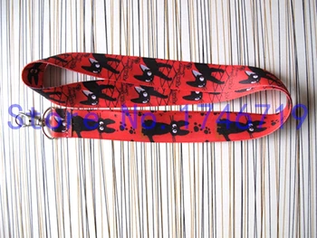 

Free Shipping 20 Pcs Black Cartoon Cat key chains Mobile Phone Neck Straps Neck Strap Keys Camera ID Card Lanyard K-15