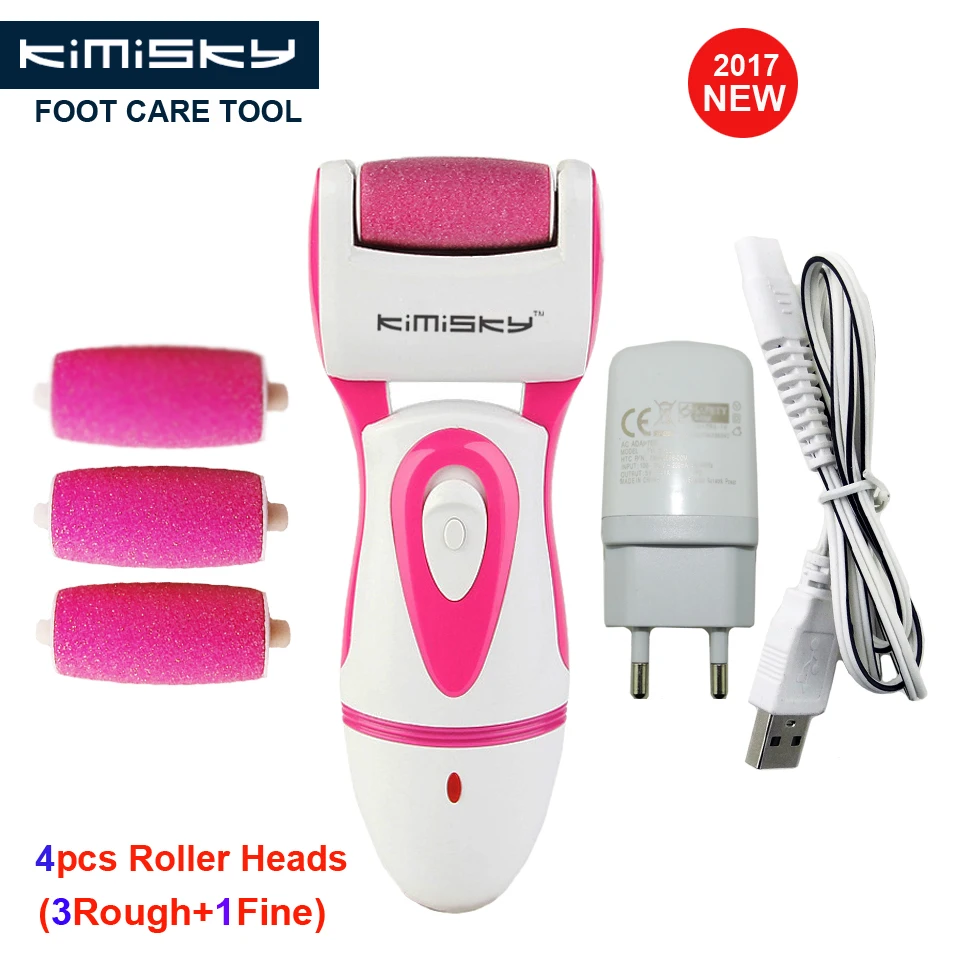 RED 2017 RECHARGEABLE Pedicure Electric Tools Foot Care Exfoliating Foot Care Tool 4pcs Scholls Roller Pedicure