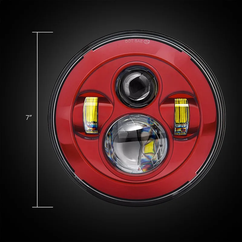 FADUIES New Red 7 Inch Motorcycle Projector Daymaker HighLow Beam LED Headlight For harley davidson Led Headlamp (6)