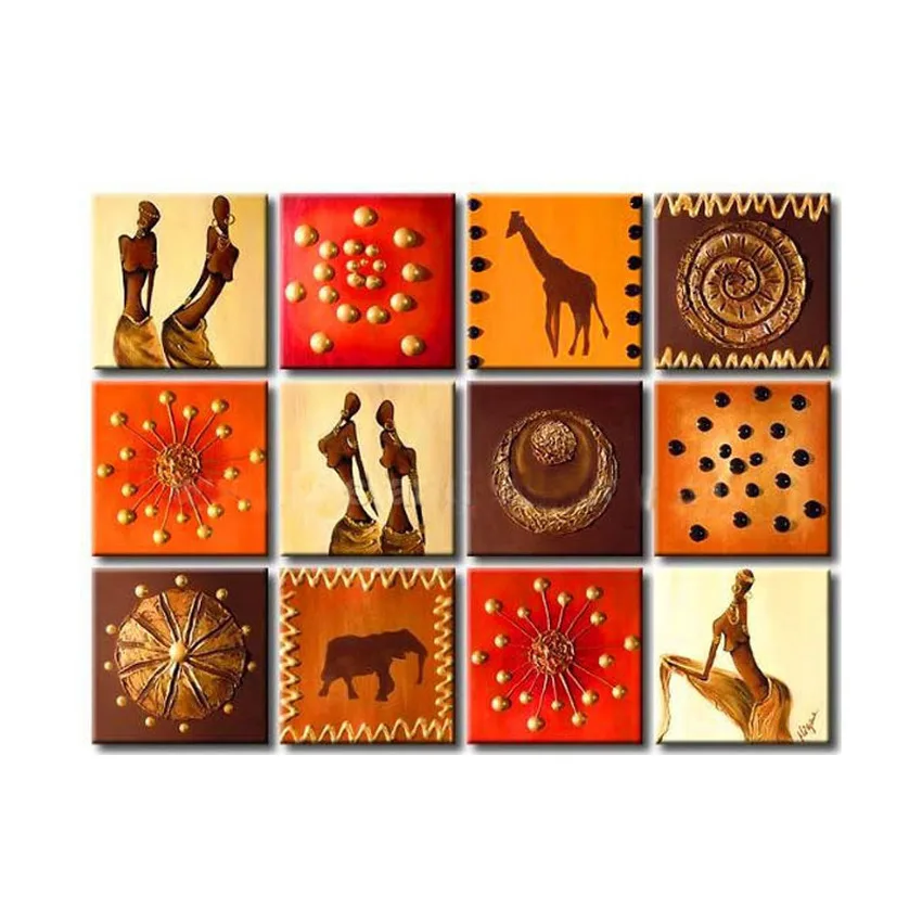 

African Style Oil Painting 100% Hand-painted Panel Design 12 of set canvas art home decoration for living room