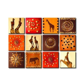 

African Style Oil Painting 100% Hand-painted Panel Design 12 of set canvas art home decoration for living room