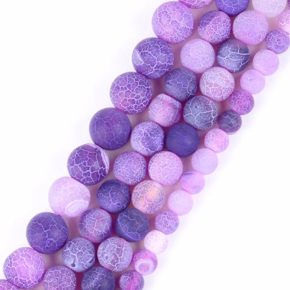 

Wholesale Round Purple Frost Weathered Agates Onyx Loose Beads For Jewelry Making Bracelet 4mm To 12mm 15inch Diy Spacer Beads