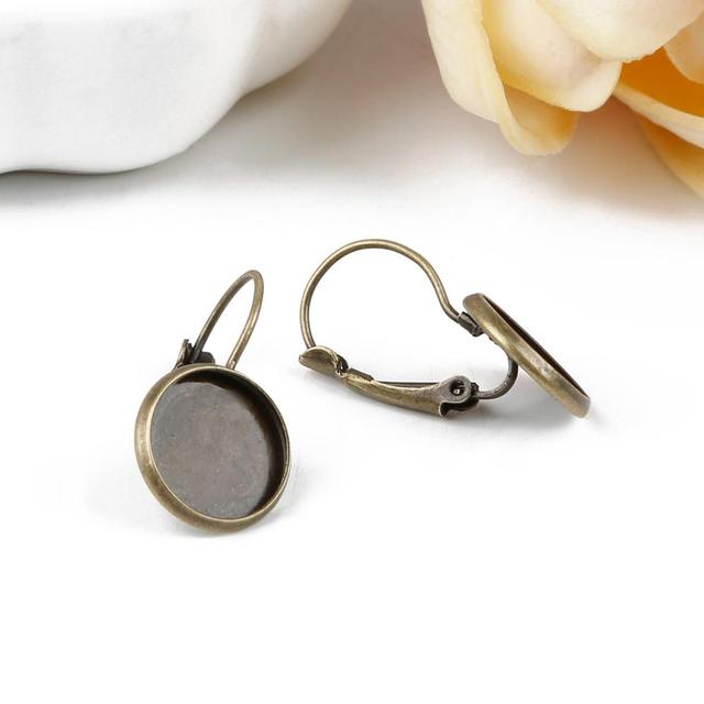Cameo Glass Cabochon Antique Bronze Silver Plated French Lever Bezel Blank Earrings Backs Base For DIY Earrings