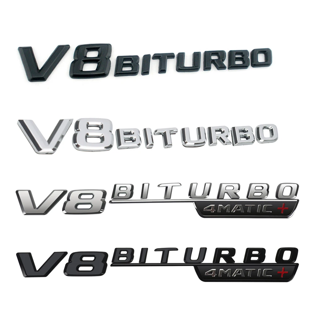 

V8 BITURBO 4MATIC Rear Side Fender Car Sticker For Mercedes AMG W212 W163 W211 W210 W124 W176 W207 W205 W204 W202 Emblem Sticker